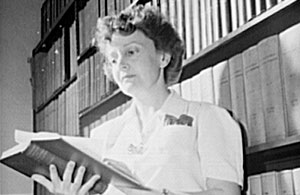 Mrs. Joan Fertig, Hungarian-born librarian in Pittsburgh, PA, 1943