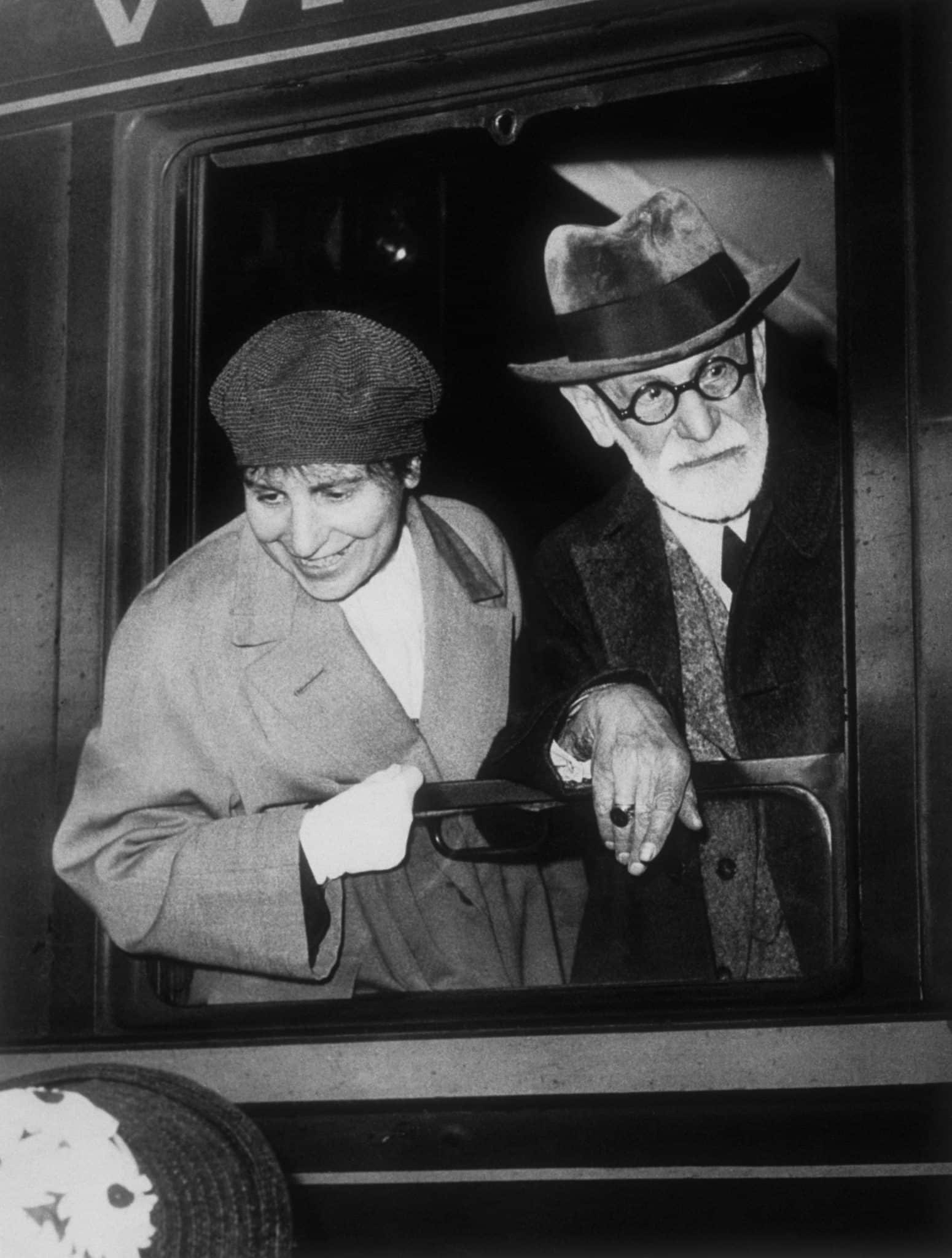 Sigmund and Anna Freud on Train